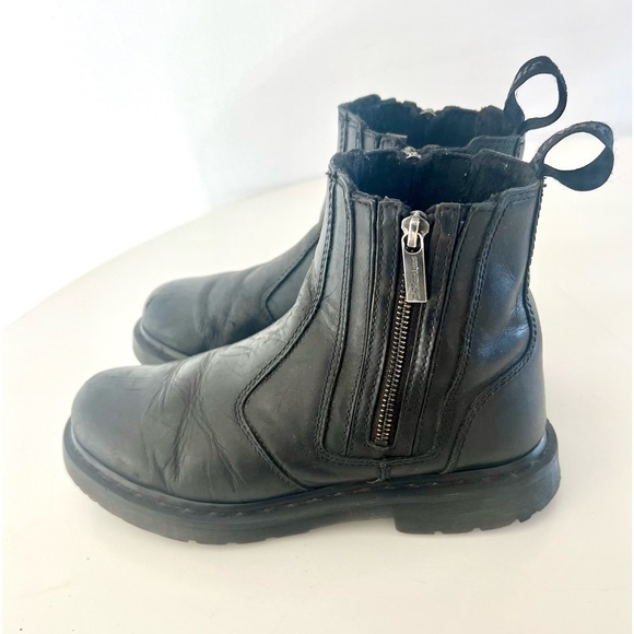 Dr. Martens 2976 Alyson Black Double Zip Unisex Chelsea Leather Boots Size 9 - Picture 1 of 16